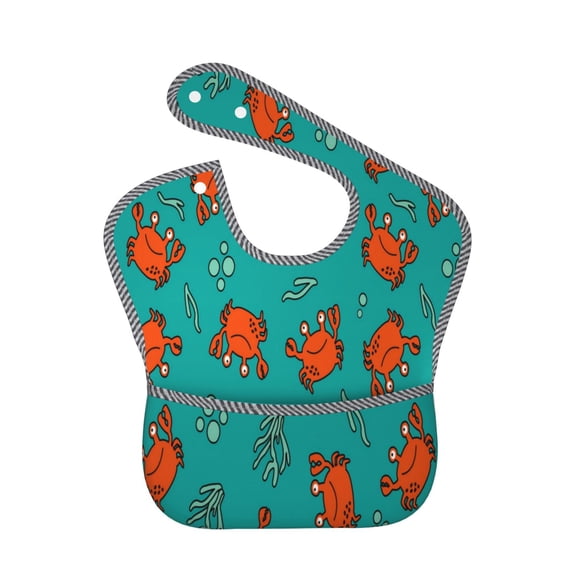 Susaid Colorful Crab Print Bibs for Babies Toddlers Adjustable Waterproof Free Soft Durable Bibs for eating with Large Pocket Food Catcher