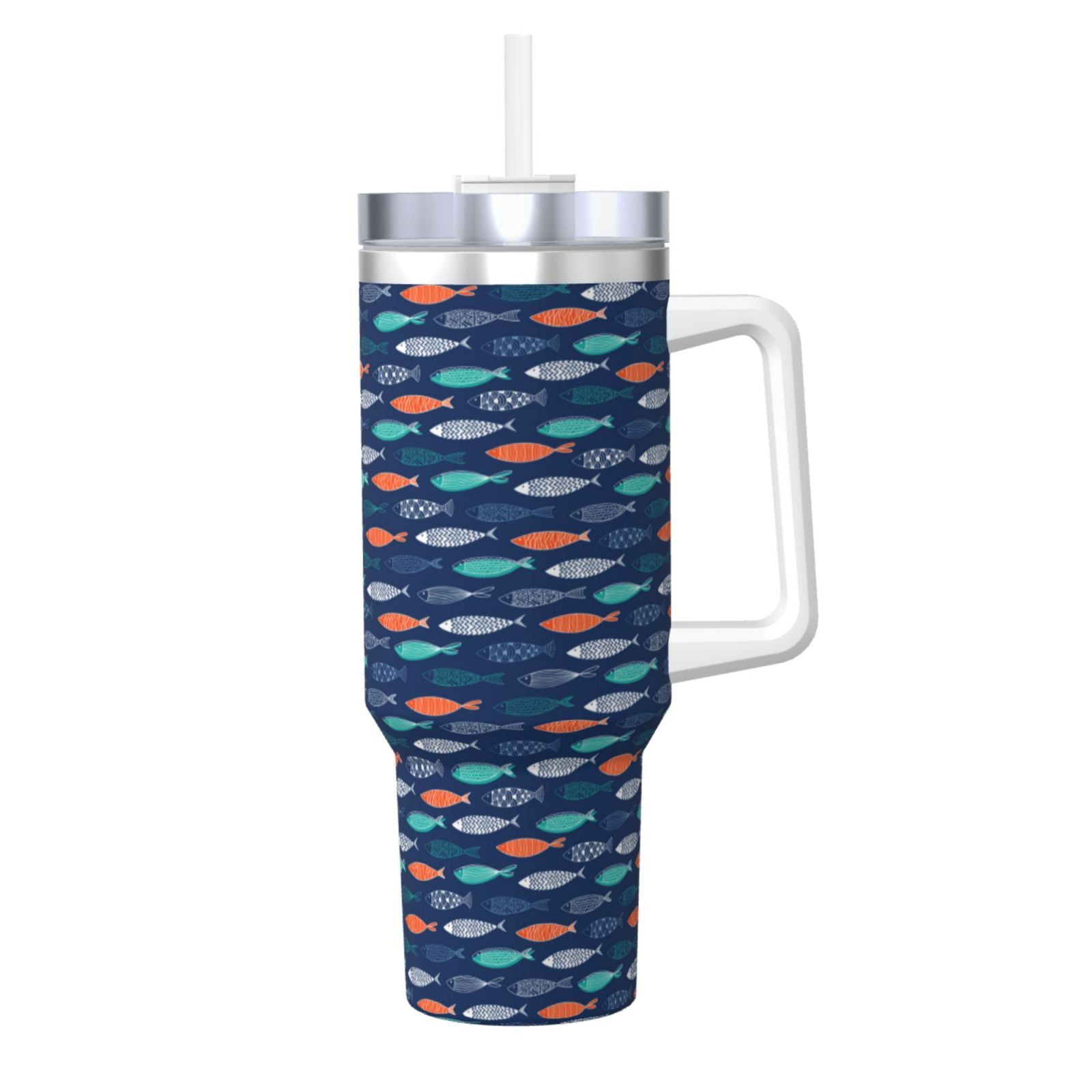 Susaid Colorful Fish 3 Print Indoor Outdoor Straw Lid 40oz Ice Bully ...