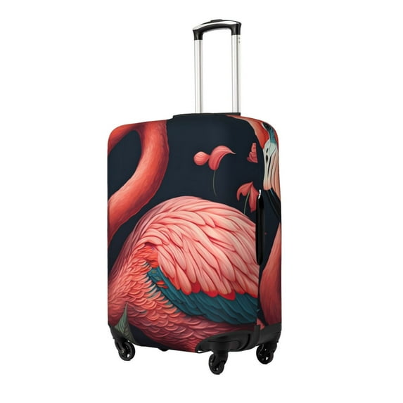 Susaid Colorful Floral Flamingo Print Elastic Washable Suitcase Cover with Hidden Zipper, Fits 18-32 Inch Luggage for Protection During Travel-X-Large