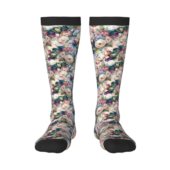 Susaid Colorful Flowers Print Thermal Winter Socks for Men and Women, Warm Crew Hiking Socks, for Boots and Outdoor Activities