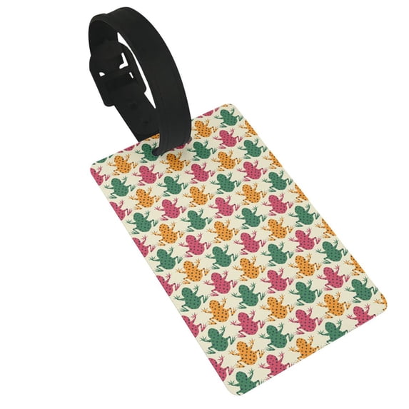 Susaid Colorful Frogs Print Funny Luggage Tags Colorful Unique Travel Baggage Bag Tags Suitcase Identify Labels for Women Men