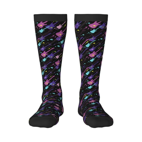 Susaid Colorful Guitar Print Thermal Winter Socks for Men and Women, Warm Crew Hiking Socks, for Boots and Outdoor Activities