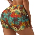 thumbnail image 1 of Susaid Colorful Hawaii Palms Print Intensify Workout Shorts for Women Seamless Scrunch Short Gym Yoga Running Sport Active Exercise Fitness Shorts-Large, 1 of 8