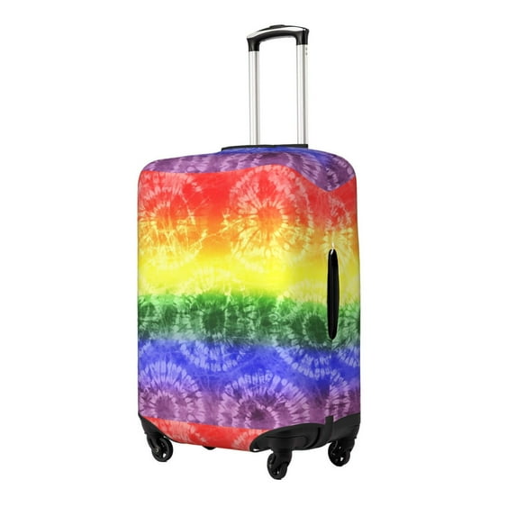 Susaid Colorful Tie Dye Print Elastic Washable Suitcase Cover with Hidden Zipper, Fits 18-32 Inch Luggage for Protection During Travel-Small