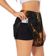 thumbnail image 1 of Susaid Cool Black Eagle Print Women's High Waisted Running Shorts Quick Dry Athletic Gym Track Workout Shorts Zip Pocket-X-Large, 1 of 7
