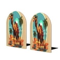 thumbnail image 1 of Susaid Cool Camel Oasis Vibes Print Wooden Bookends Decorative Book Ends for Shelves Heavy Books Holder Organizer Non-Slip Desk Book End for Kids Room Office School 1 Pairs, 1 of 8