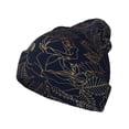 thumbnail image 1 of Susaid Copper-Gold Gloss Outline Rose Print Winter Beanie for Men Women, Lined Beanie Soft Warm Knit Hat Ski Cuffed Cap, 1 of 6