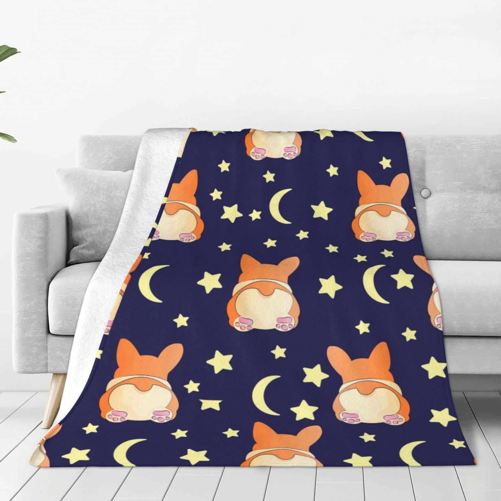 Susaid Corgi Lying With Moons And Stars Print Microfiber Cleaning Cloth ...