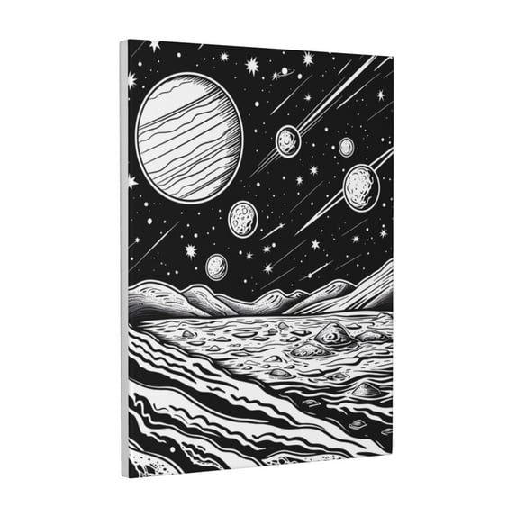 Susaid Cosmic Landscape Celestial Art Pattern Vertical Canvas Wall Decor 12x16in - Waterproof with Wood Frame & Damage-Free Hanging Kit