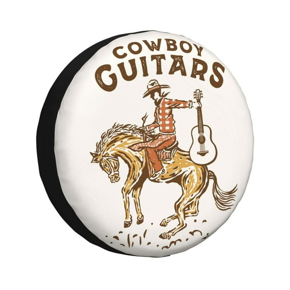 Susaid Cowboy Rodeo Guitar Print Water Proof Spare Tire Cover Wheel Tire Dust-proof Cover Fit Trailer, RV, SUV and Many Vehicle-16 inch