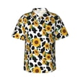 thumbnail image 1 of Susaid Cute Cow Print Sunflower A Print Short Sleeve Shirts Button Down Casual Shirts Summer Beach Aloha Button Down Short Sleeve for Men ,XX-Large, 1 of 7