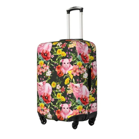 Susaid Cute Pigs Sunflower Print Elastic Washable Suitcase Cover with Hidden Zipper, Fits 18-32 Inch Luggage for Protection During Travel-X-Large