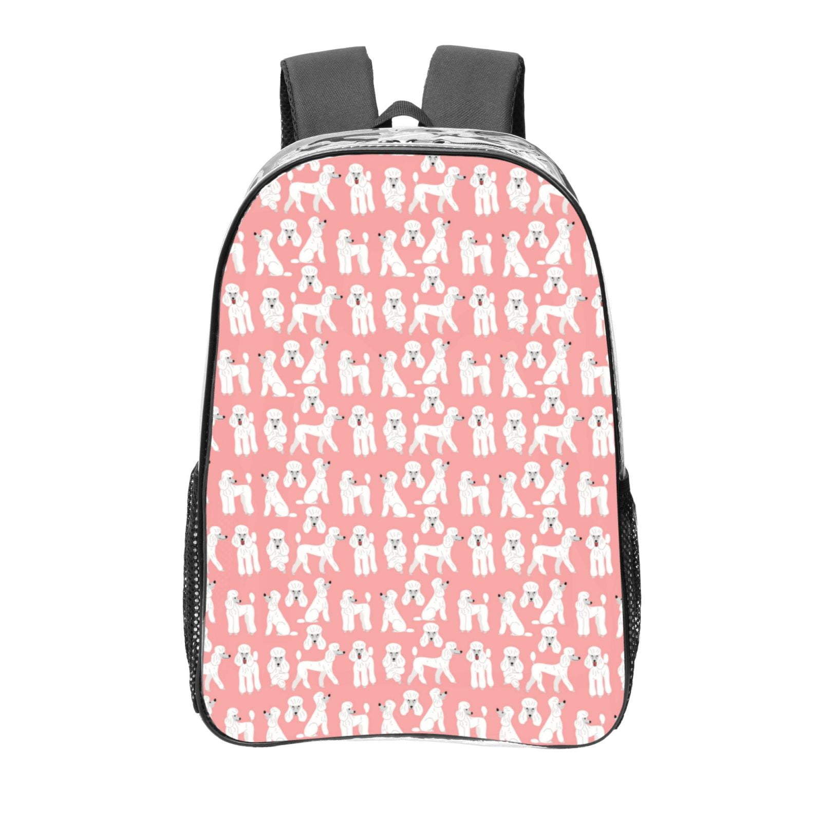 Cute Dog Print Backpack For Kids & Teens - 16 Inch School Bookbag, Travel Daypack With Side Pockets - Adjustable Straps, 600D Polyester