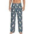 thumbnail image 1 of Susaid Cute Rabbit Floral Print Mens Pajama Pants Set Sleep & Lounge Pants, PJ Bottoms with Pockets and Button Fly-Small, 1 of 6