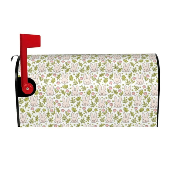 Susaid Cute Rabbit Print Mailbox Covers,Magnetic Waterproof Oxford Mail Mailbox Cover,Covers for Garden Outdoor Decor-21x18 in