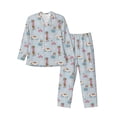 thumbnail image 1 of Susaid Cute Snowflake Dachshund Print Men's Long Sleeve Pajama Set, Two-Piece Button-Down Loungewear PJs Set, Comfortable Sleepwear for Relaxation-Large, 1 of 7