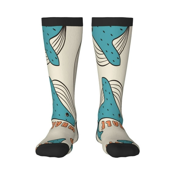 Susaid Cute colorful whale Print Thermal Winter Socks for Men and Women, Warm Crew Hiking Socks, for Boots and Outdoor Activities
