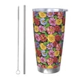 thumbnail image 1 of Susaid Daisies Flowers Print 20oz Car Cup,Insulated Coffee Cup Fully Spill Proof Travel Coffee Mug, Stainless Steel Tumbler for Work Home Outdoor Car-Straw Two-piece Set, 1 of 8