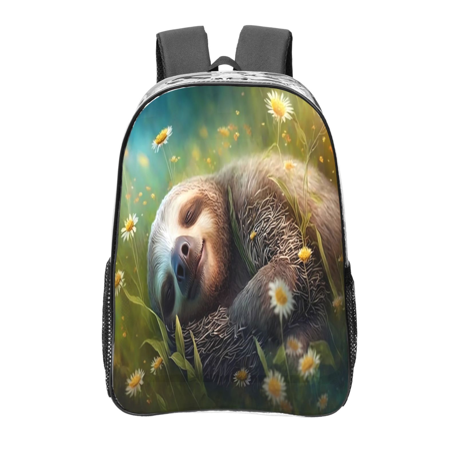 Susaid Daisy Sleeping Sloth Print Clear Backpack See Through ...