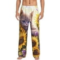 thumbnail image 1 of Susaid Daisy Sunflower Lazy Cat Print Mens Pajama Pants Set Sleep & Lounge Pants, PJ Bottoms with Pockets and Button Fly-3X-Large, 1 of 6