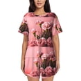 thumbnail image 1 of Susaid Delicate Pink Carnations A Print Women's Pajama Set, Button-Up Sleepwear with Elastic Waist Shorts, Perfect for Lounging, Yoga, Beach, and Casual Wear-X-Large, 1 of 7