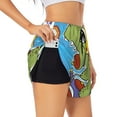 thumbnail image 1 of Susaid Dinosaur Riding a Motorcycle Print Women's High Waisted Running Shorts Quick Dry Athletic Gym Track Workout Shorts Zip Pocket-Large, 1 of 7