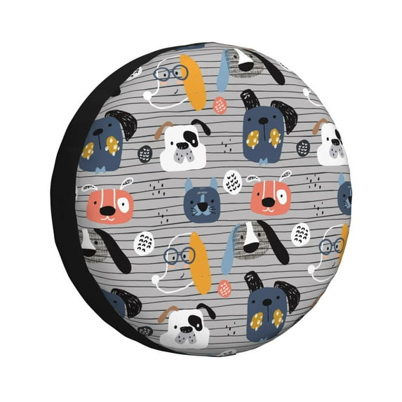 Susaid Dog Print Tire Covers,Waterproof Anti-UV Snow Sun Rain Tire Covers for RV,Truck, SUV, Trailer, Camper-17 inch