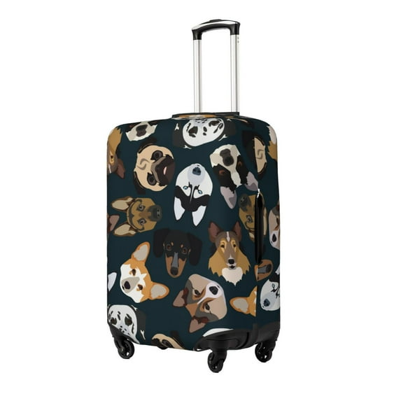 Susaid Dogs Print Elastic Washable Suitcase Cover with Hidden Zipper, Fits 18-32 Inch Luggage for Protection During Travel-Medium