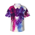 thumbnail image 1 of Susaid Dual Skulls Colorful Fusion Print Hawaiian Shirts for Men Women,Hawaiian Summer Short-Sleeve Casual Relaxed-Fit Button-Down,Small, 1 of 7