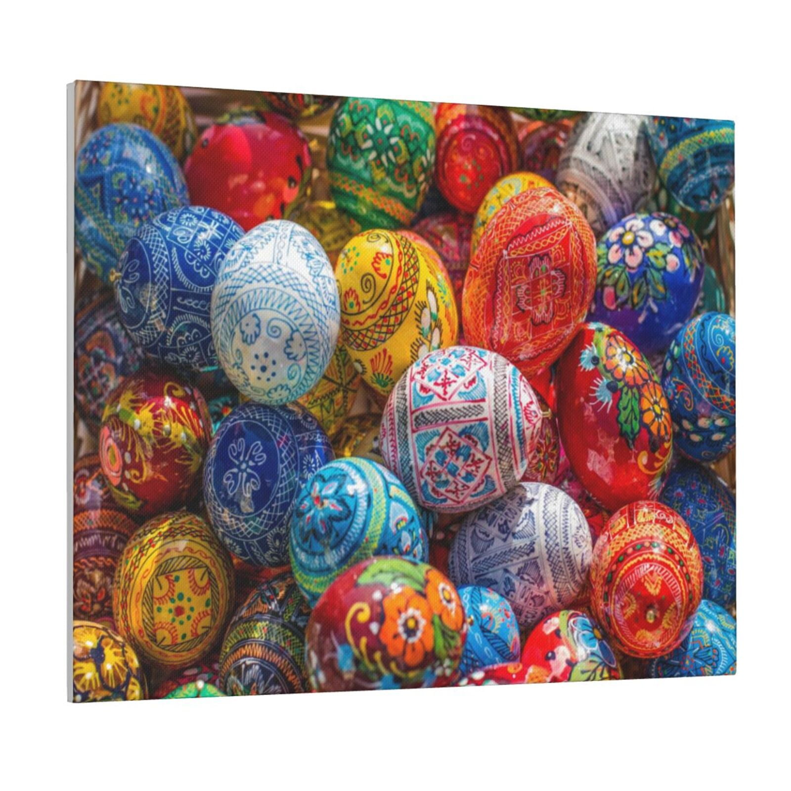 Susaid Easter Eggs Pattern Canvas Wall Decor Poster Framed Artwork