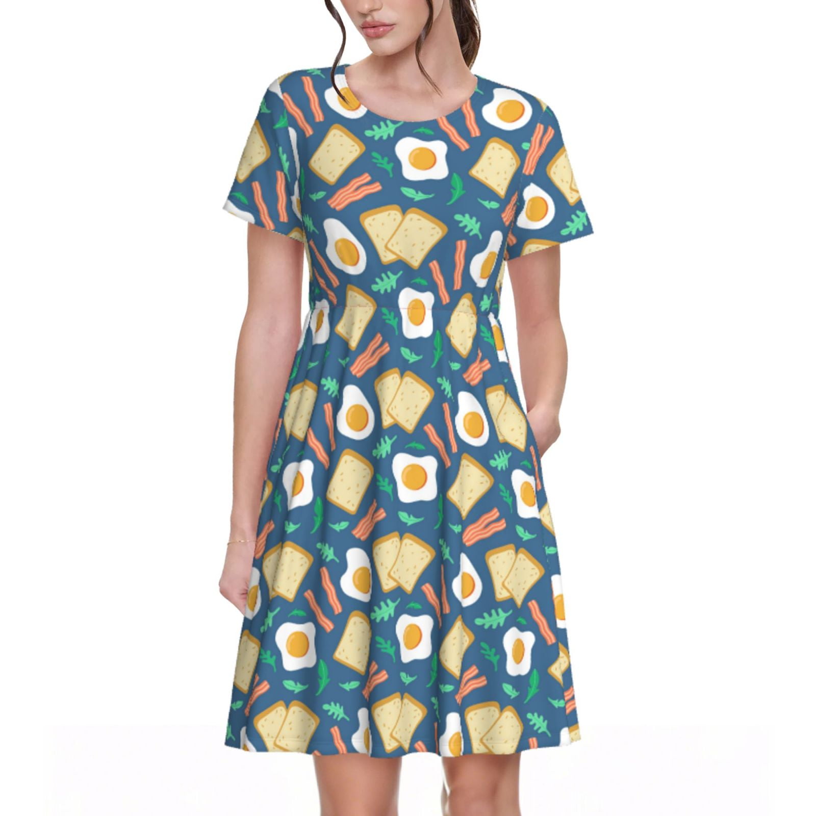 Bacon Egg Pattern Print Dress