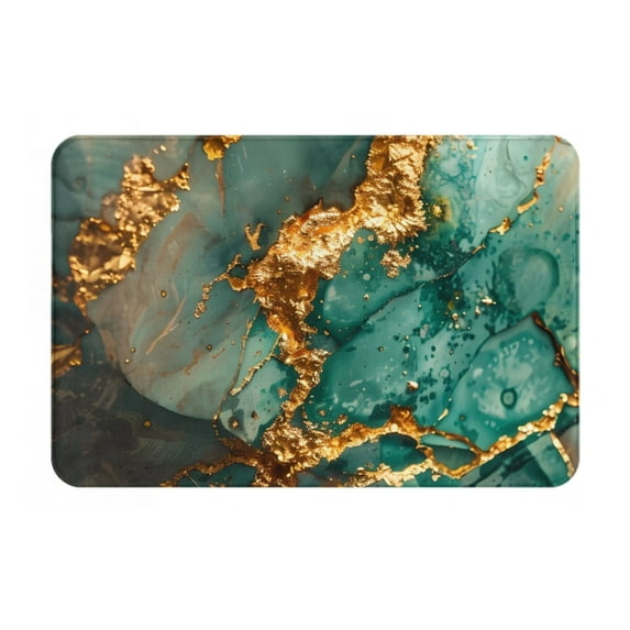 Susaid Emerald Color Gold Marble Print Doormat,Porch Decor,Housewarming Decor Gift Doormat,Funny Flannel Floor Mat,Funny Doormat 24x16 Inch