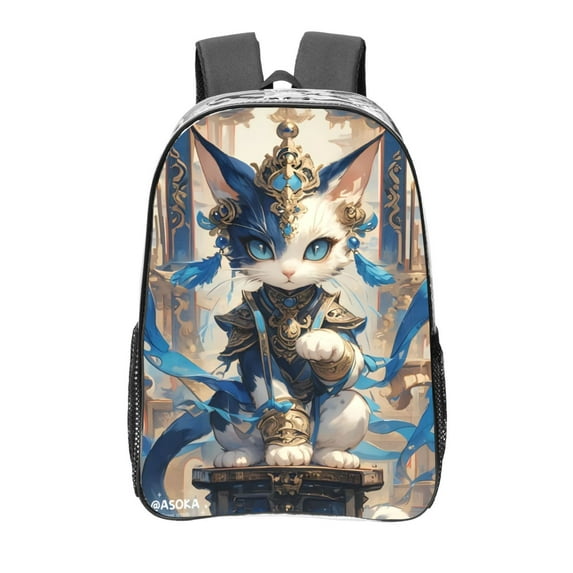 Susaid Exotic Blue Cat Print Clear Backpack See Through Transparent Plastic Clear Bookbags for School, College, Stadium,Work