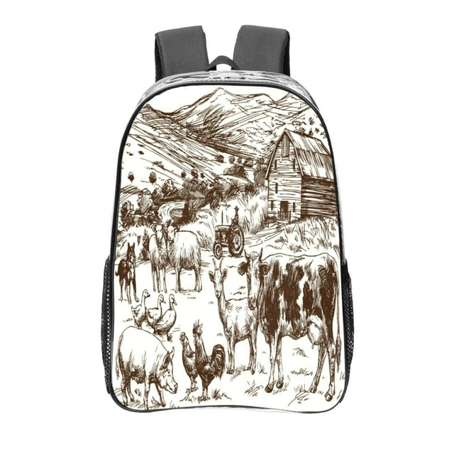 Susaid Farm Animals Print Clear Backpack See Through Transparent 