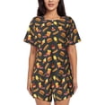 thumbnail image 1 of Susaid Fast Food Print Women's Pajama Set, Button-Up Sleepwear with Elastic Waist Shorts, Perfect for Lounging, Yoga, Beach, and Casual Wear-Small, 1 of 7
