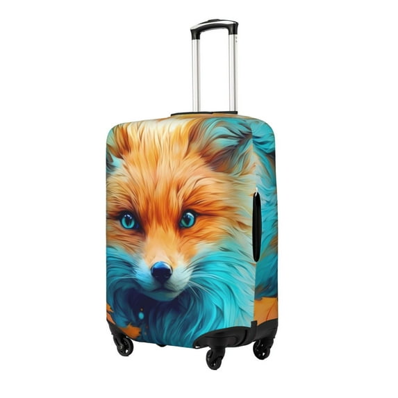 Susaid Fiery Red Maple Leaf Fox Print Elastic Washable Suitcase Cover with Hidden Zipper, Fits 18-32 Inch Luggage for Protection During Travel-X-Large