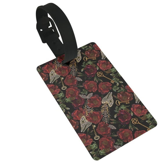 Susaid Fishbone Rose Print Funny Luggage Tags Colorful Unique Travel Baggage Bag Tags Suitcase Identify Labels for Women Men
