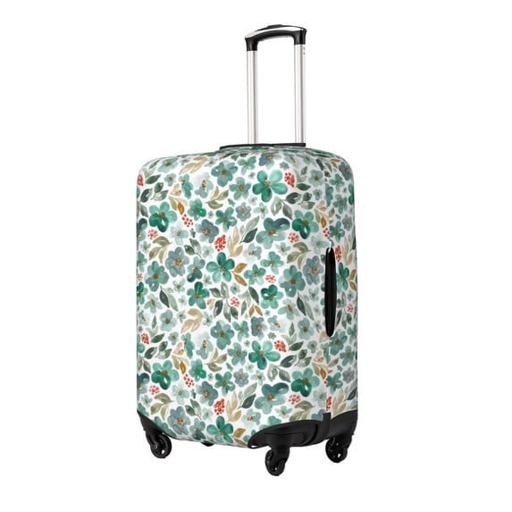 Susaid Floral In Teal Print Elastic Washable Suitcase Cover with Hidden Zipper, Fits 18-32 Inch Luggage for Protection During Travel-Small