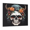thumbnail image 1 of Susaid Flower Horn Skull Pattern Canvas Wall Decor Poster Framed Artwork Decoration for Bedroom Home Office Ready to Hang,Horizontal, 1 of 6