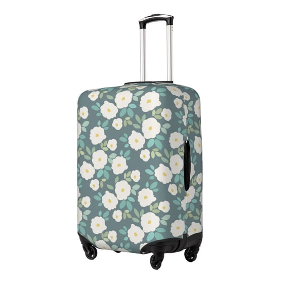Susaid Flower Print Elastic Washable Suitcase Cover with Hidden Zipper, Fits 18-32 Inch Luggage for Protection During Travel-Small