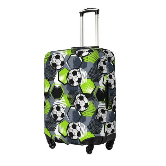 Susaid Football Print Elastic Washable Suitcase Cover with Hidden Zipper, Fits 18-32 Inch Luggage for Protection During Travel-Medium