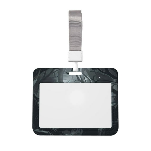 Susaid Forest Black Ghost Warrior Print ID Badge Holder with Double-Sided Windows Horizontal Hard Plastic Case Black Card Protector Pouch for Office School ID Credit Cards