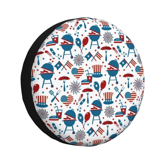 Susaid Fourth Of July Party Print Tire Covers,Waterproof Anti-UV Snow Sun Rain Tire Covers for RV,Truck, SUV, Trailer, Camper-17 inch