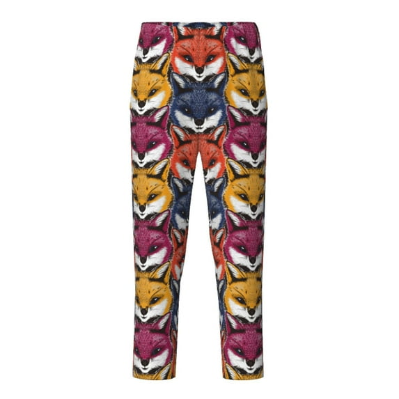 Susaid Fox Face Print Soft Teen Sleep Pants, Long Pajama Bottoms with Two Pockets and Elastic Waist, Designed for Ages 5-16-Medium