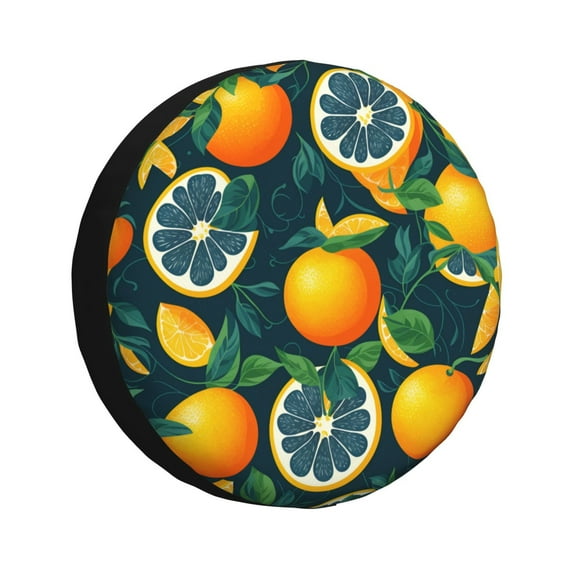 Susaid Fresh Orange Print Tire Covers,Waterproof Anti-UV Snow Sun Rain Tire Covers for RV,Truck, SUV, Trailer, Camper-17 inch