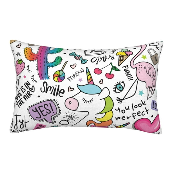 Susaid Fun Animal with Unicorn Print Pillowcases Multiple Size, Pillow Cover Super Soft Envelope Closure Standard Pillow Case-14"x20"