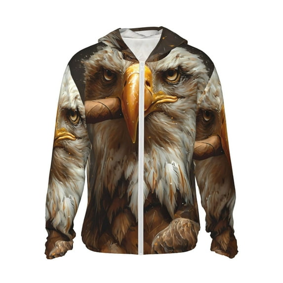 Susaid Funny Bald Eagle for Lightweight Sun Protection Hoodie for Outdoor Activities, Quick-Dry Breathable with Adjustable Hood-Small