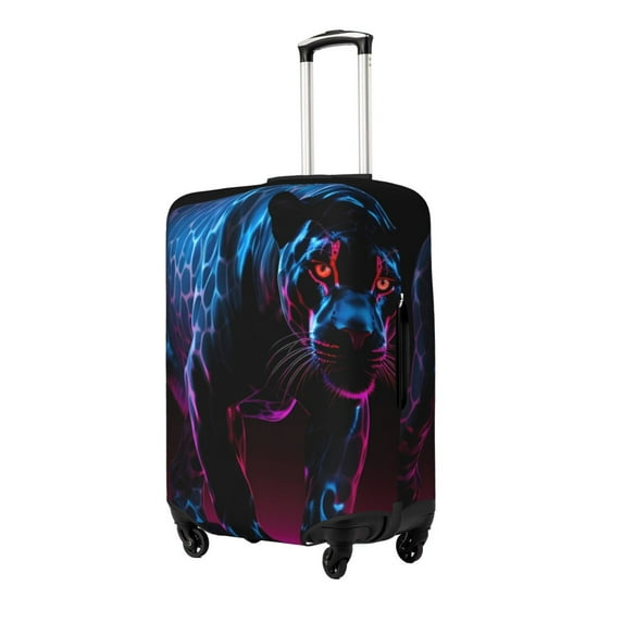 Susaid Futuristic Purple Panther Print Elastic Washable Suitcase Cover with Hidden Zipper, Fits 18-32 Inch Luggage for Protection During Travel-Medium