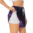 thumbnail image 1 of Susaid Galactic Wolf Stare Print Women's High Waisted Running Shorts Quick Dry Athletic Gym Track Workout Shorts Zip Pocket-Medium, 1 of 7
