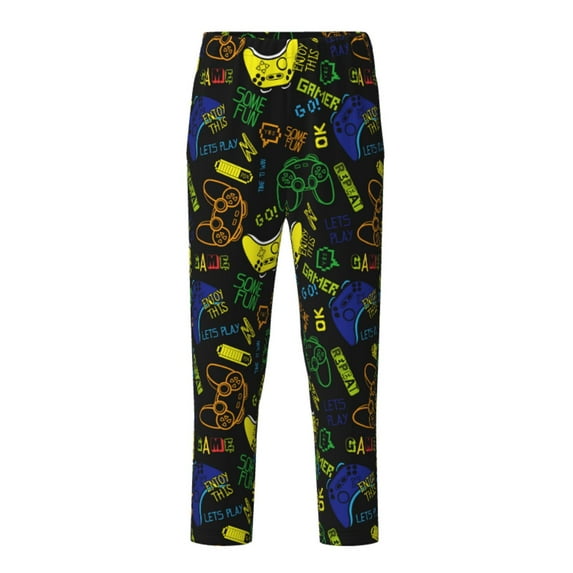 Susaid Game Play Print Soft Teen Sleep Pants, Long Pajama Bottoms with Two Pockets and Elastic Waist, Designed for Ages 5-16-Medium